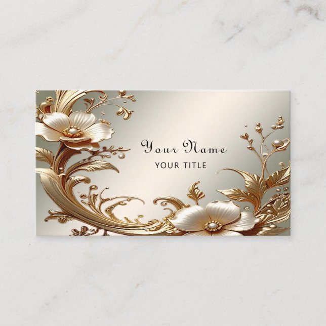 Gold Floral Business Card (Front)