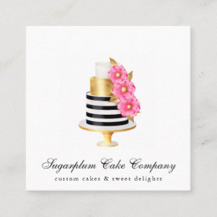 Gold & Floral Cake & Bakery Business Card