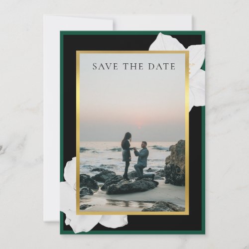 Gold Floral Calligraphy Wedding  Save The Date