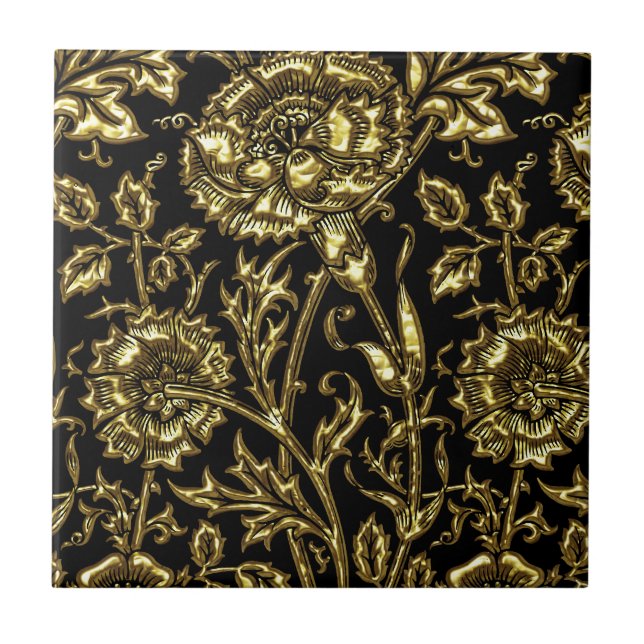 Gold Floral Chic Tile (Front)