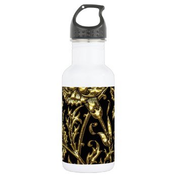 Gold Floral Chic Water Bottle by EveyArtStore at Zazzle