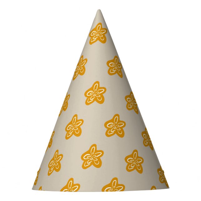 Gold Floral Cream Girl Princess Birthday Party Hat (Front)