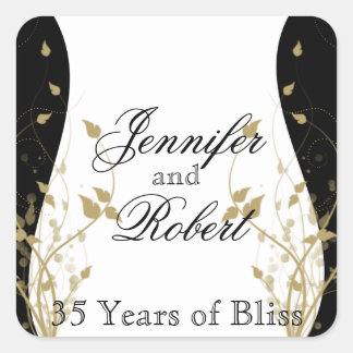 Gold Floral Curved Envelope Seal