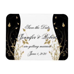 Gold Floral Curved Wedding Save the Date Magnet