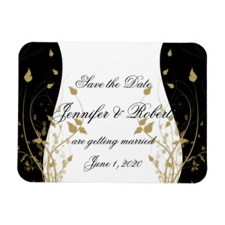 Gold Floral Curved Wedding Save the Date Magnet