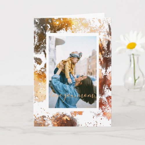 Gold Floral Custom Mothers Day Photo Card