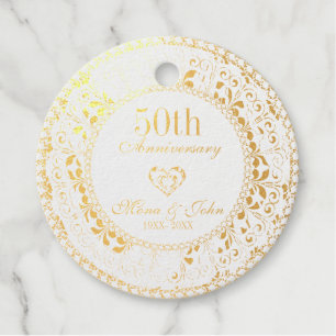 Gold Floral Damask Foil Favor Tags