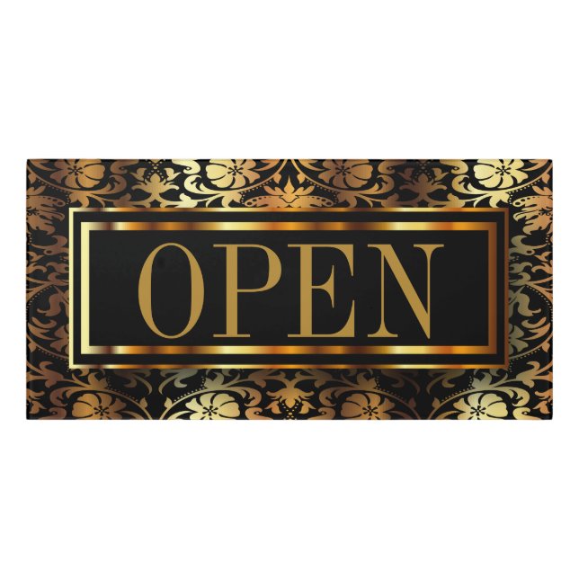 Gold Floral Damask Pattern - DIY Text Door Sign (Classic Front)