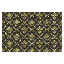 Gold Floral Damasks 3 &amp; Custom Black Background Tissue Paper