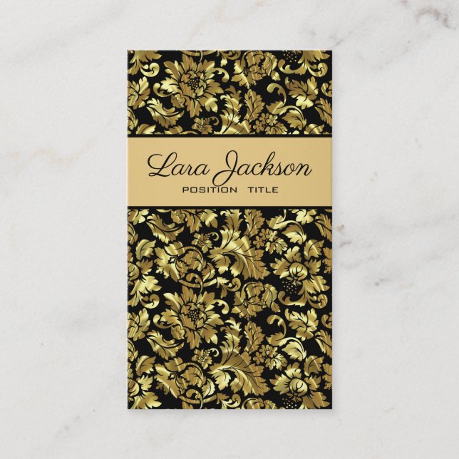 Gold Floral Damasks Business Card (Front)