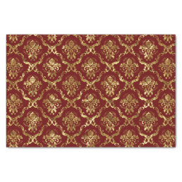 Gold Floral Damasks &amp; Custom Dark_Red Background Tissue Paper