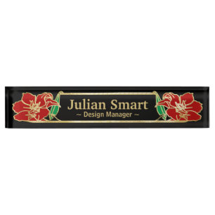 Gold Floral design with frame Desk Name Plate