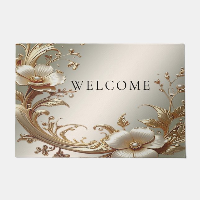 Gold Floral Doormat (Front)