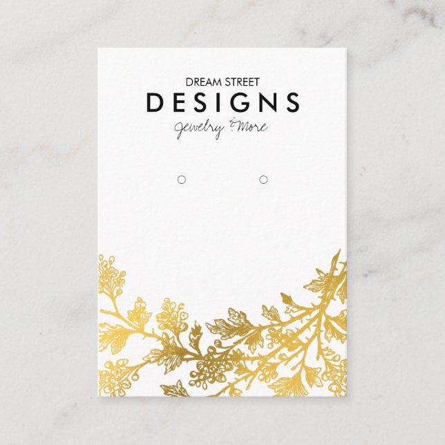Gold Floral Earring Display Card (Front)