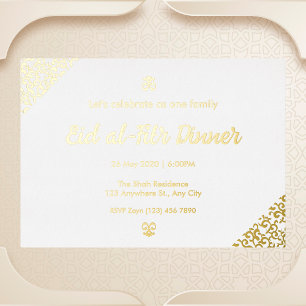 Gold Floral Eid al-Fitr  Foil Invitation