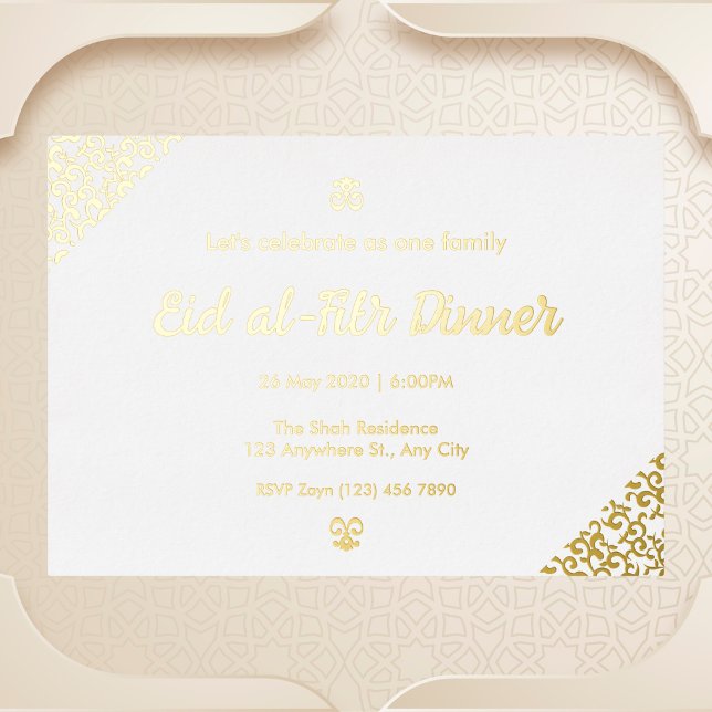 Gold Floral Eid al-Fitr  Foil Invitation (Creator Uploaded)