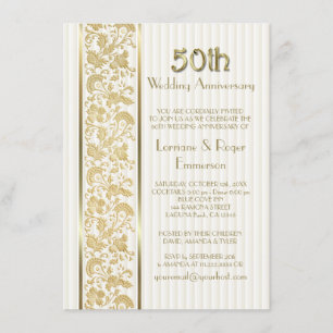 Gold Floral Elegance 50th Wedding Anniversary Invitation