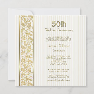 Gold Floral Elegance 50th Wedding Anniversary Invitation