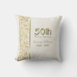 Gold Floral Elegance 50th Wedding Anniversary Throw Pillow at Zazzle