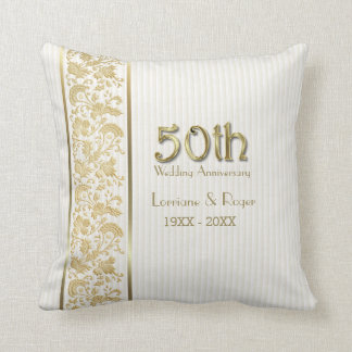 Gold Floral Elegance 50th Wedding Anniversary Throw Pillow