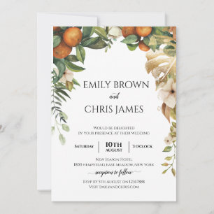 Gold Floral Elegant Eucalyptus Greenery Invitation