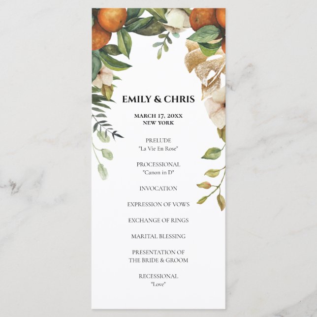 Gold Floral | Elegant Eucalyptus Greenery Program (Front)