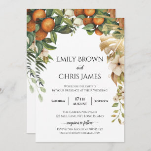 Gold Floral Elegant Eucalyptus Greenery Wedding Invitation