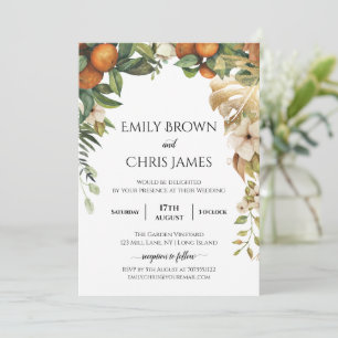 Gold Floral Elegant Eucalyptus Greenery Wedding Invitation