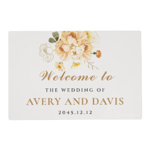 Gold & Floral Elegant Personalized Wedding Placemat