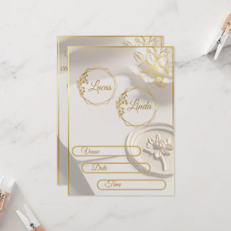Gold Floral Elegant Wedding Invitation Template
