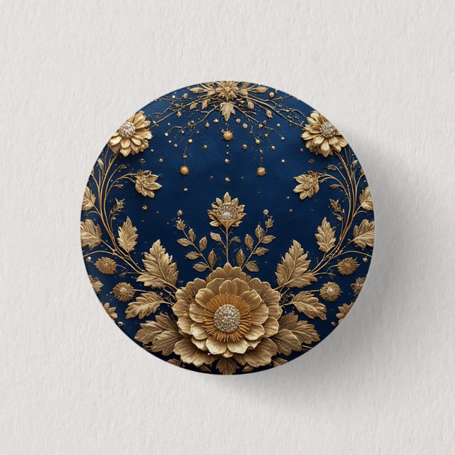 Gold Floral Embellishment Button (Front)
