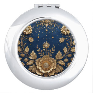 Gold Floral Embellishment Compact Mirror