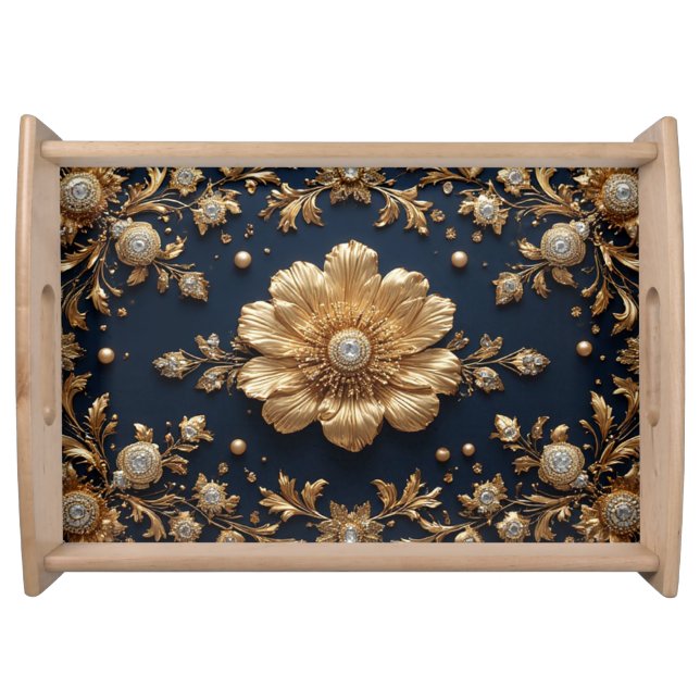 Gold Floral Embellishment Serving Tray (Front)