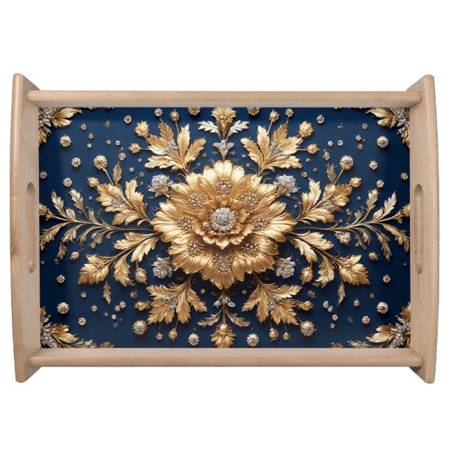 Gold Floral Embellishment Serving Tray (Front)