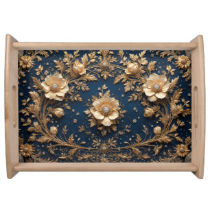 Gold Floral Embellishment Serving Tray