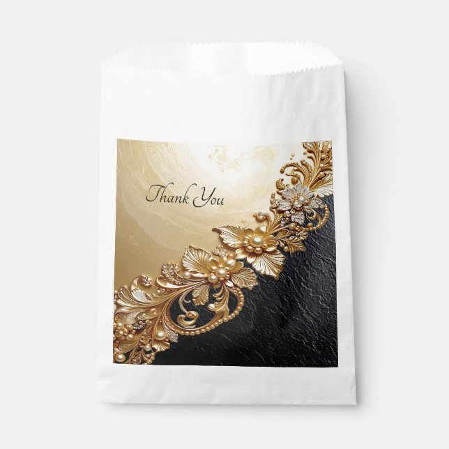 Gold Floral Embellishments Favor Bag (Front)