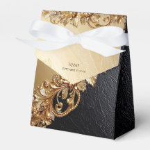 Gold Floral Embellishments Favor Box