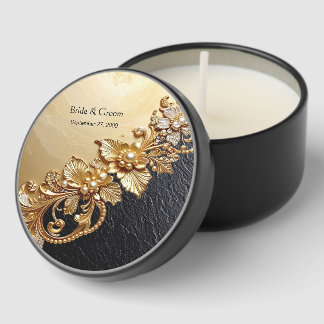 Gold Floral Embellishments Mini Candle Favors