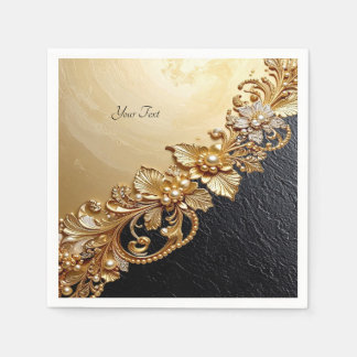 Gold Floral Embellishments Napkins