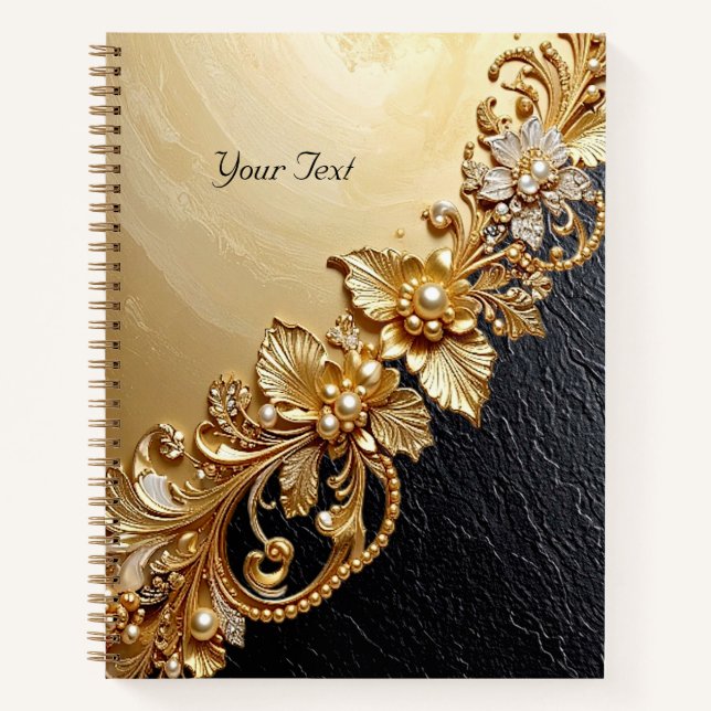 Gold Floral Embellishments Notebook (Front)