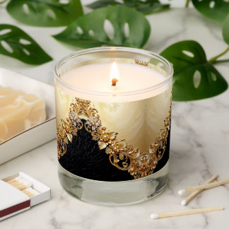 Gold Floral Embellishments Scented Jar Candle