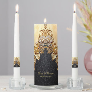 Gold Floral Embellishments Unity Candle Set
