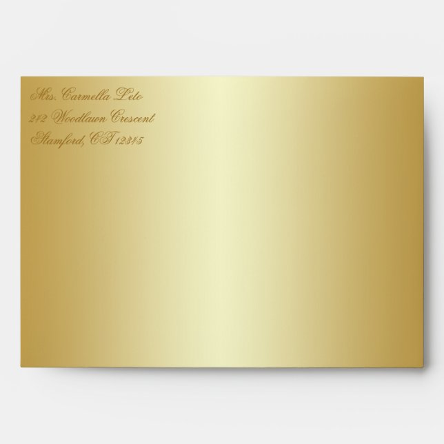 Gold Floral Envelope fits 5x7 Size Products (Front)
