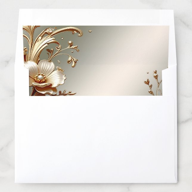Gold Floral Envelope Liner (In Envelope)