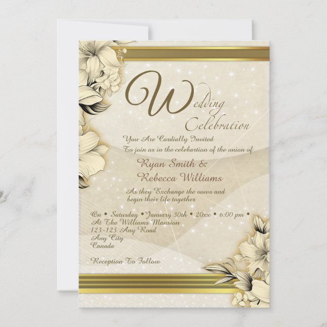 Gold Floral Flat Card (Front)