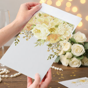 Gold Floral Flower Roses Envelope Mailers