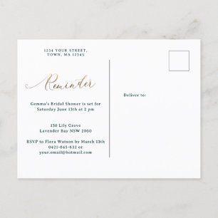 Gold Floral Forest Green reminder RSVP Invitation Postcard