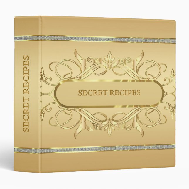 Gold Floral Frame And Gold Background Binder (Front/Spine)