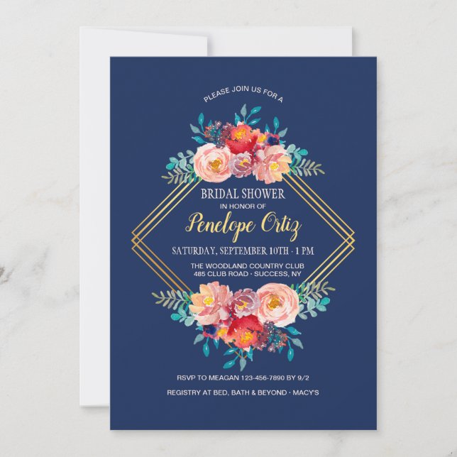 Gold Floral Frame Invitation (Front)