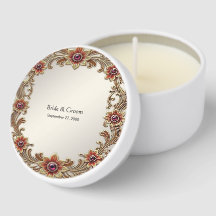 Gold Floral Frame Mini Candle Favors